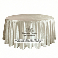 Nappe Ronde en Velours Froissé de 132 Pouces Personnalisable, Ignifuge, Anti-Taches, Réutilisable, Durable et Lavable pour Banquets d'Hôtel