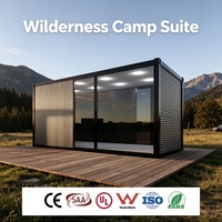 Pod de studio de yoga respirant, pliable et détachable, avec intérieur revêtu de bois, pour site de location de glamping en montagne et de retraite bien-être