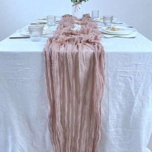 Décoration <span class=keywords><strong>de</strong></span> mariage, 90 couleurs, taille personnalisée, 300 cm, gaze <span class=keywords><strong>de</strong></span> fromage, tissu <span class=keywords><strong>de</strong></span> fromage, <span class=keywords><strong>chemin</strong></span> <span class=keywords><strong>de</strong></span> <span class=keywords><strong>table</strong></span> - Product Image 1