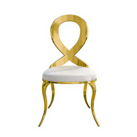 Chaises modernes empilables en cuir PU blanc avec pieds chromés et coussin doré pour table à manger, idéales pour la maison, l'hôtel, les événements et les réceptions