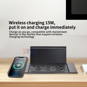 標準2英国パワーアウトレットアルミ合金デスクトップ電源ソケットスライドカバーUSB充電ソケットワイヤレス充電器IP44 - Product Image 2