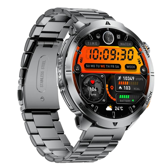 MT68 1.53-inch IPS Display Android OS Outdoor Sport Smart Watch with Fitness Tracker 1000mAh Battery Flashlight & Steel Band