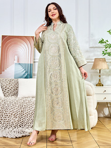 Abaya de Noche <span class=keywords><strong>para</strong></span> Mujer, Estilo Étnico Musulmán, Larga hasta el Suelo, Silueta en A, Cuello en V, con Lentejuelas y Mangas Largas, <span class=keywords><strong>para</strong></span> Banquete de Primavera - Product Image 3