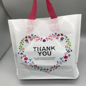 Logo Print Kunststoff Werbung mit Griff Einkaufstasche Danke Kunststoff-Trage tasche