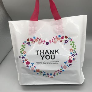 Logo Print Plastic Promotional with Handle Shopping Bag Thank You Plastic Carry Bag