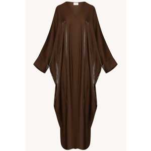 Para <span class=keywords><strong>Zara</strong></span> Chocolate Open Abaya en satén Elegante <span class=keywords><strong>vestido</strong></span> de novia - Product Image 6