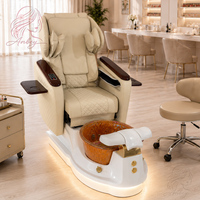 Sillón de Pedicura con Base Negra, Sillón de Pedicura con Hidromasaje, Respaldo Reclinable Eléctrico y Masaje de Espalda, Sillón de Pedicura para Uñas