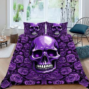 Tùy chỉnh màu tím sọ Halloween <span class=keywords><strong>3D</strong></span> in kỹ thuật số Polyester ba mảnh Duvet cover <span class=keywords><strong>Set</strong></span> - Product Image 3