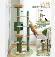 Aimigou Arbre à chat en bois écologique de luxe à 4 niveaux, avec griffoir en sisal, perchoir en corde, jouet et lit, emballage carton, pour intérieur, 85 cm