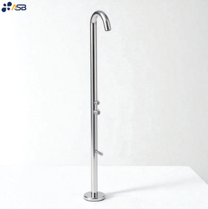 Colonne de douche autoportante de style station de villégiature extérieure montée au sol en acier inoxydable 316 avec option de pulvérisation au pied <span class=keywords><strong>PDV</strong></span> poli - Product Image 5