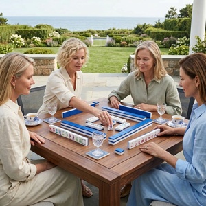 NatuGift – Nouvel ensemble de <span class=keywords><strong>Mahjong</strong></span> et d'échecs de luxe portable 4 couches pour enfants, style américain, 160 tuiles en acrylique, boîte pliable, échecs chinois - Product Image 3