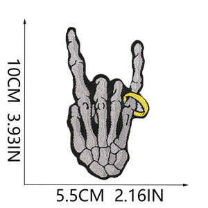 Tissu brodé <span class=keywords><strong>panthère</strong></span> noire fer sur patch vêtements décorés de patchs de main fantôme crâne de cerise - Product Image 4
