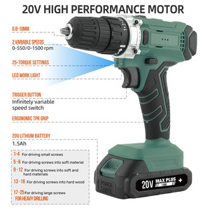 Electric Drill 18 V 50 Nm Max <b>Torque</b> Variable Speed Brush Motor 32mm Drilling Diameter Battery Powered Household Use - Product Image 3
