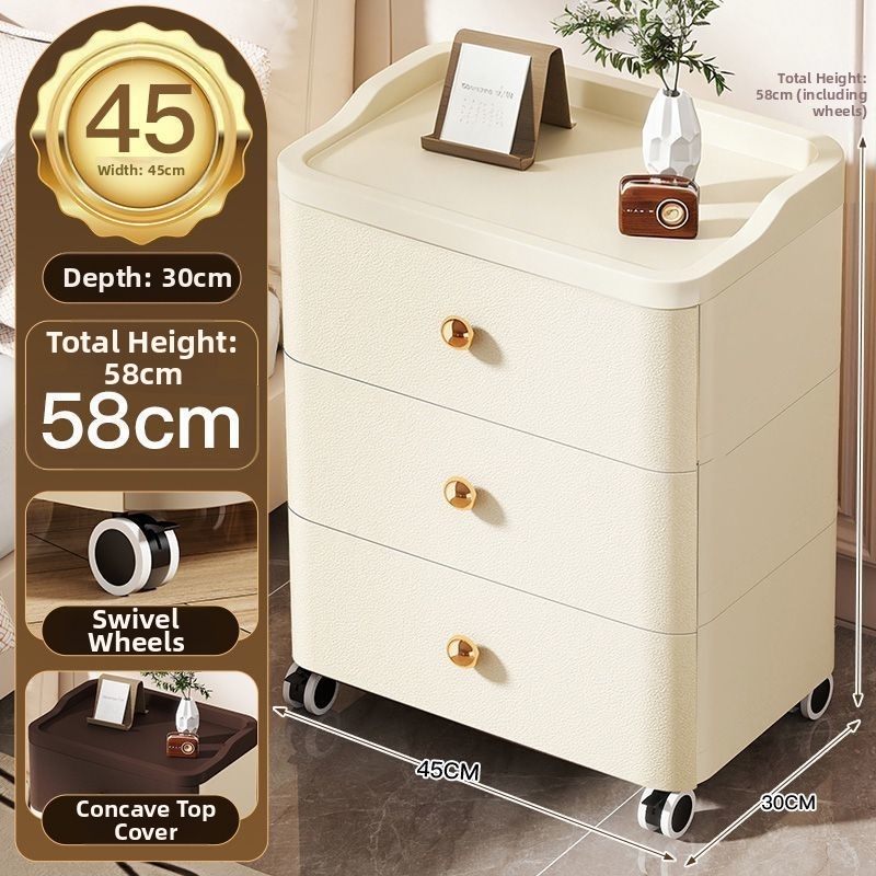 45-sided wide drawer cabinet 3 layers-milk white