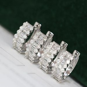 Xinfly 18K Gold <b>Huggie</b> Hoop Earrings 1.00ct Natural Baguette Diamond - Product Image 3