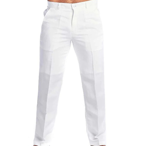Pantalones informales de primavera y verano para <span class=keywords><strong>hombre</strong></span> Nuevo <span class=keywords><strong>Lino</strong></span> de color sólido con decoración de encaje Ajuste holgado con bolsillos - Product Image 2