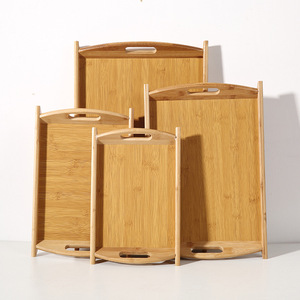 Juego de bandejas de servir de bambú Gechuang, rectangulares, con asa, para uso doméstico y en restaurantes. - Product Image 1