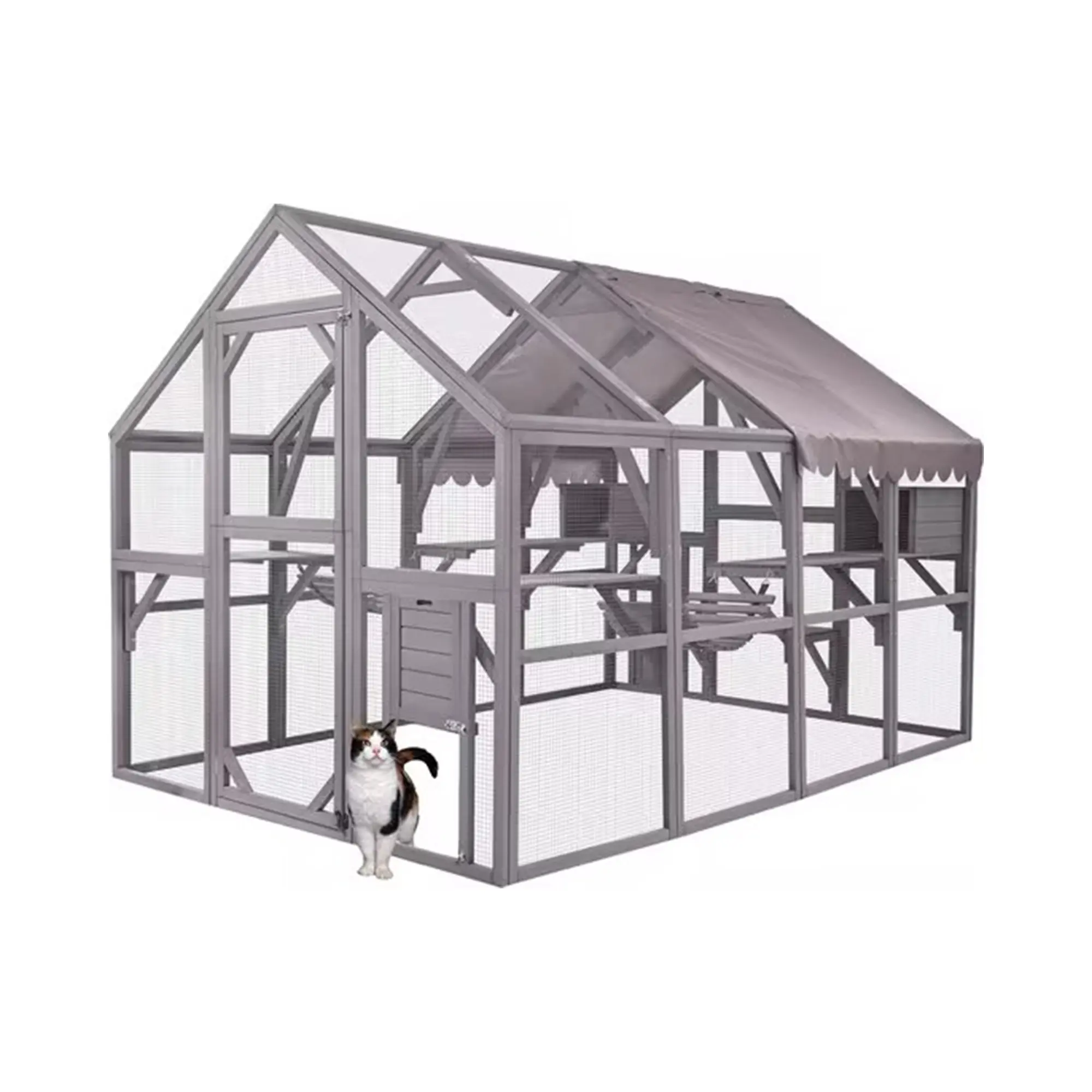 XPT070 Wooden Pet Cages Cat House Grey color for outdoor farm house indoor Large Size