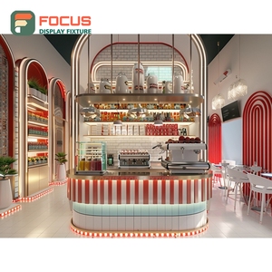 Minimal Coffee Display Cabinet Matte Wood Finish Syrup Bottle Display Area Storefront Coffee Cabinet - Product Image 2