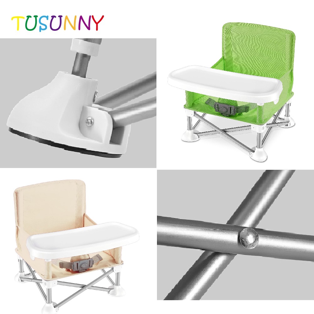 Детское кресло-бустер для путешествий с подносом, складной портативный высокий стул для еды, кемпинга, пляжа, лужайки