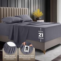 Parure de draps Queen Size à poches extra profondes, convient aux matelas jusqu'à 21 pouces, rafraîchissante, douce et respirante, 4 pièces, gris