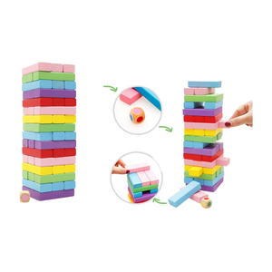 Jeu de blocs empilables en bois colorés, tour de dés, jeu éducatif Montessori, jouet pour enfants et tout-petits, activité intérieure, sac de voyage, cadeau - Product Image 3