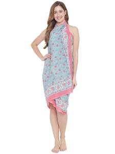 ผ้าซิ่นพิมพ์ลายบล็อกด้วยมือที่ดีที่สุดสำหรับผู้หญิง ผ้าคลุมบิกินี่น้ำหนักเบา เหมาะสำหรับใส่ไปชายหาดและรีสอร์ทในฤดูร้อน - Product Image 4