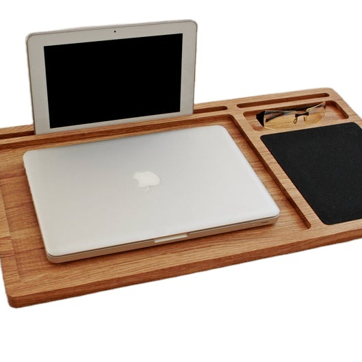 Portable Laptop Desk Wood Lap Tray with Tablet & Phone Slots Personalized Charging Gift Station Wooden Tablet Holder