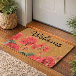 Tapis de porte Cangming en imitation fibre de coco, motif tournesol et abeille, antidérapant, lavable, tapis d'entrée, style moderne - Product Image 4