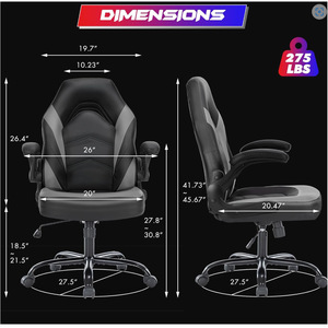 Chaise de gaming Huixin YW-G1004 en cuir noir avec accoudoirs pour la maison et le bureau - Product Image 3
