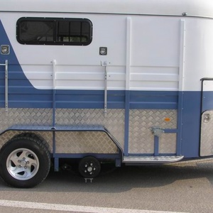 Remorque de luxe pour 2 chevaux à chargement oblique, remorque alimentaire tractable avec auvent rétractable, construction en acier allié, multifonctionnelle à 4 roues - Product Image 4