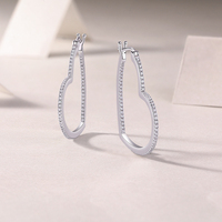 Boucles d'oreilles créoles en argent sterling 925 avec moissanite en forme de cœur pour femme, grandes boucles d'oreilles créoles éternité en moissanite et diamant