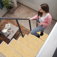 Tapis d'escalier en polyester couleur unie pour l'exportation, sans adhésif, auto-adhésifs, antidérapants, floqués, gaufrés, réutilisables, 7 mm