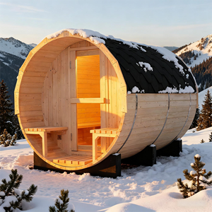 Sauna de Barril de Pino Blanco Sólido Premium para 6 Personas - Sauna Exterior para Patio Trasero con Amplio Porche Frontal y Resistente a la Intemperie - Product Image 1