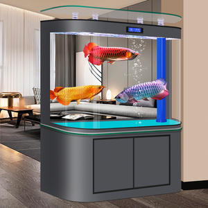 Grand aquarium à filtre inférieur avec écran intelligent, meuble en <span class=keywords><strong>bois</strong></span> massif, éclairage RGB, système de filtration automatique - Product Image 1