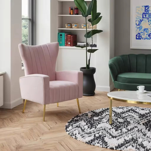 <span class=keywords><strong>Fauteuil</strong></span> d'appoint de luxe de haute qualité au design moderne du milieu du siècle, en <span class=keywords><strong>velours</strong></span> <span class=keywords><strong>rose</strong></span>, pour salon - Product Image 6