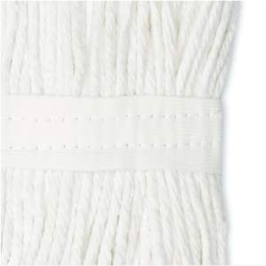 Boardwalk BWK2016CEA # Lot de 16 têtes de balai serpillère en microfibre blanche à extrémités coupées avec panier en plastique rectangulaire - Product Image 1