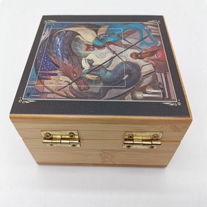 Factory manufacture various wooden desktop storage box keepsake box with inkjet lid