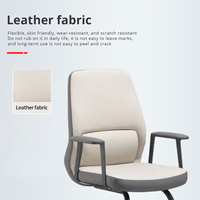 Fauteuil de conférence moderne à dossier mi-haut en similicuir PU, fauteuil de bureau réglable avec support confortable et cadre en bois à mouvement oscillant