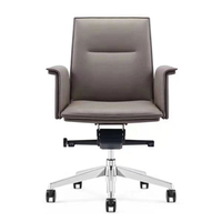 Chaise de bureau mobile en cuir importé de haute qualité chaise de gestionnaire de classe moyenne avec accoudoirs fixes