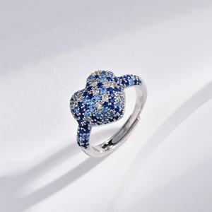 wholesale brass pink cubic zirconia round wedding <b>ring</b> engagement woman fashion <b>chunky</b> Stones Pave Setting sapphire pinky <b>rings</b> - Product Image 5