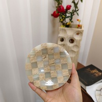 SAIDKOCC lumière luxe couleur bloqué bijoux boîte de rangement marbre naturel mosaïque petit plateau. Mode-avant D10cm