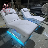 Table de massage électrique incurvée à 4 moteurs pour salon de beauté, avec chauffage, design inclinable, accoudoirs amovibles et mousse à mémoire de forme