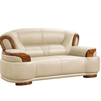 Ensemble de canapés en cuir de luxe pour salon, mobilier de luxe léger, placage de bois Wujin, ensemble de canapés 1+2+3