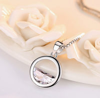 Collier pendentif en laiton romantique, petit et mignon, demi-zircon, taille brillant, imitation rhodié, chaîne en boîte pour femmes et filles