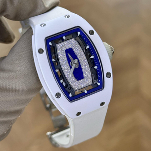 Montre mécanique de luxe pour <span class=keywords><strong>femme</strong></span>, modèle 0701, avec cadran en céramique blanche et lèvres noires, ornée de diamants, idéale pour les banquets et les vacances – Nouveauté très prisée - Product Image 5