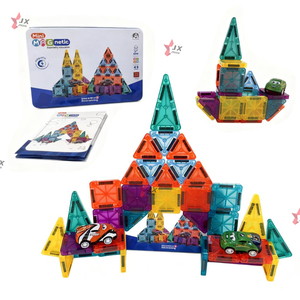 Set di Giocattoli Magnetici Educativi in Scatola di Plastica, Blocchi Magnetici da Costruzione 3,75cm, 43 Pezzi di Piastrelle Magnetiche per Auto, Novità 2026 - Product Image 2