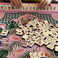 Gran Inventario de Juegos de Mahjong Tropicales de Lujo, 160 Fichas Acrílicas con Reverso Verde Marmoleado, Juego de Mahjong de Regalo al por Mayor