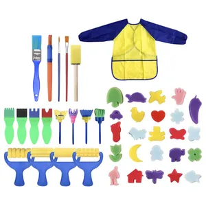 Детская губчатая кисть для рисования GZASIKE 42 шт., фартук, набор инструментов для детского сада, раннего развития, обучения, рисования, художника