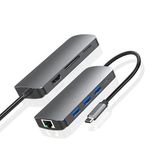 8 <span class=keywords><strong>In</strong></span> 1 USB C Ke Gigabit Ethernet RJ45 4K HDMI TF <span class=keywords><strong>SD</strong></span> dan USB-C PD Charge dan <span class=keywords><strong>3</strong></span> USB <span class=keywords><strong>3</strong></span>.0 Hub untuk MacBook Pro dan Samsung More - Product Image 2